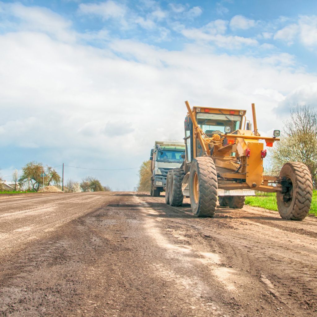 grader is working on road construction