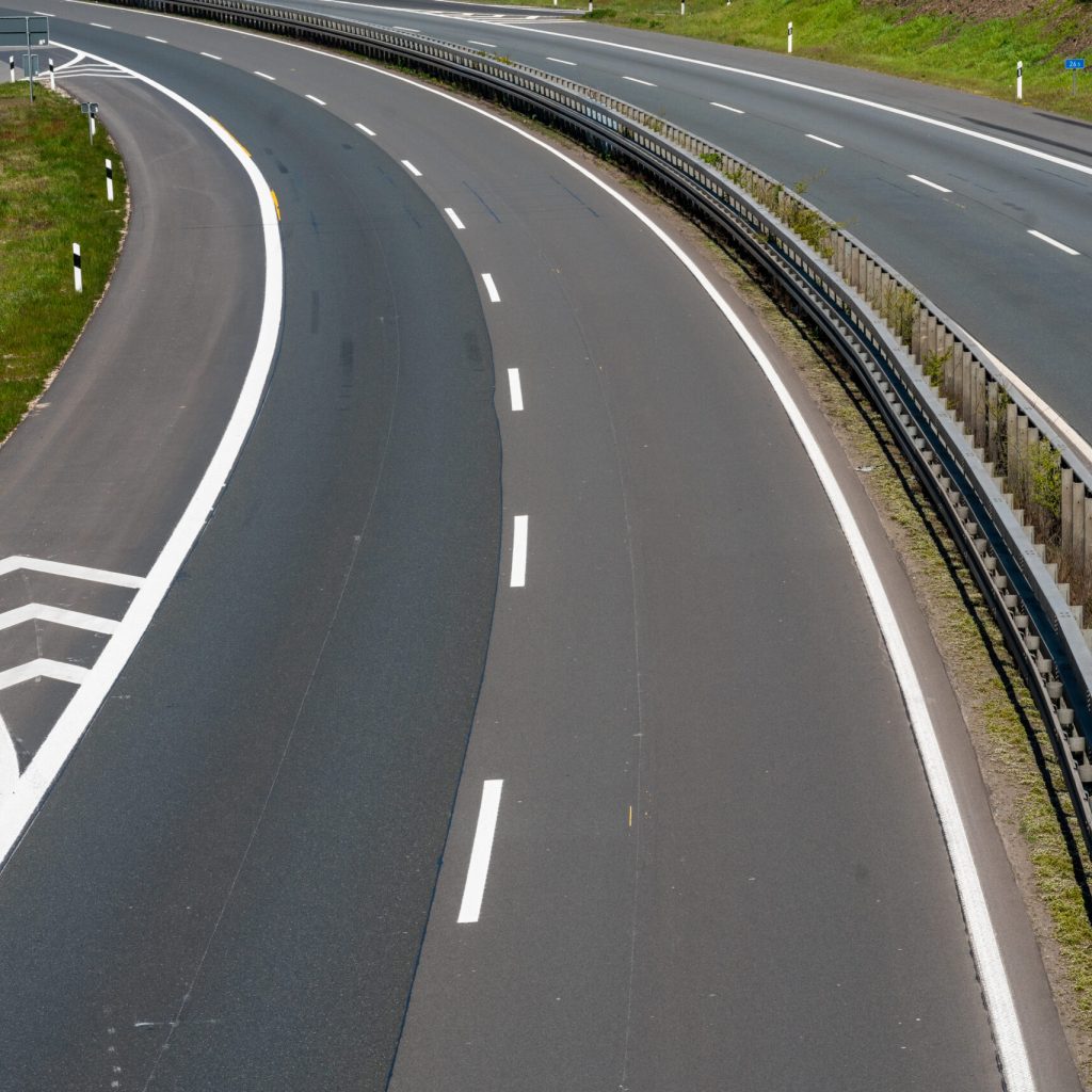 Highway trip in Europe. Asphalt road